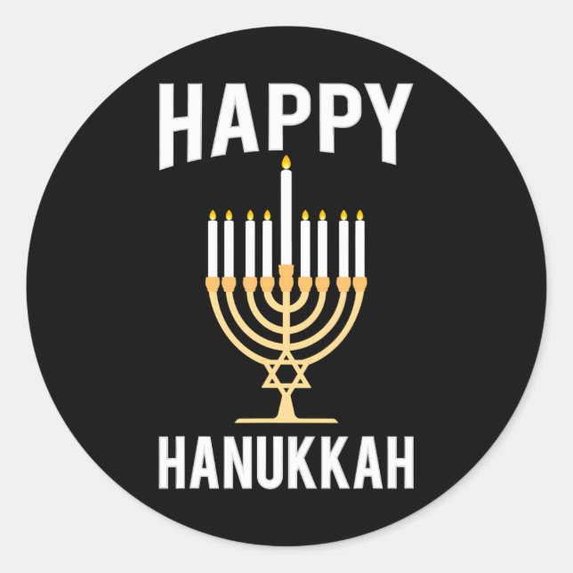 Adesivo Redondo Dreidel Menorah Funny Chanukah Happy Hanukkah (Frente)