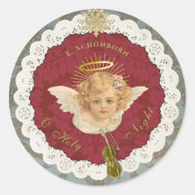 Dresden Blonde Angel Round Sticker Seal