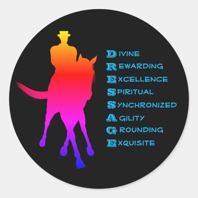 Adesivo Redondo Dressage É Cavalo E Rider Rainbow (Frente)