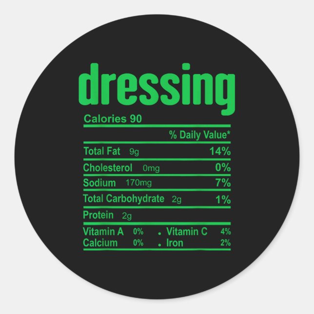 Adesivo Redondo Dressing Nutrition Facts Family Matching Christmas (Frente)