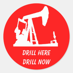 Adesivo Redondo Drill Aqui, Drill Now Stickers
