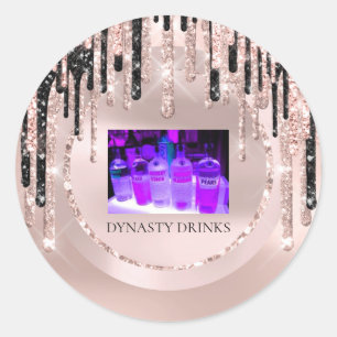 Adesivo Redondo Drinks de logotipo Dynasty Evento Lux Drives Rosa 