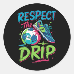 Adesivo Redondo Drip de Futebol Derretendo Sorvete Respeite O Meni