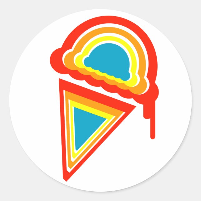 Adesivo Redondo dripz de retro do sorvete (Frente)