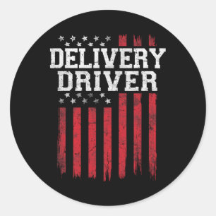 Adesivo Redondo Driver de entrega American Flag Usa Patriot Patrio