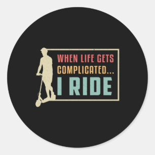 Adesivo Redondo Driver De patinete I Ride Escooter Stunt Retro Vin