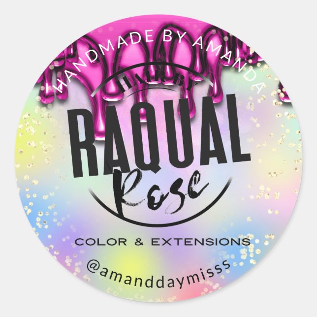 Adesivo Redondo Drives Holográficos de Confetti Dourado de Logotip (Frente)