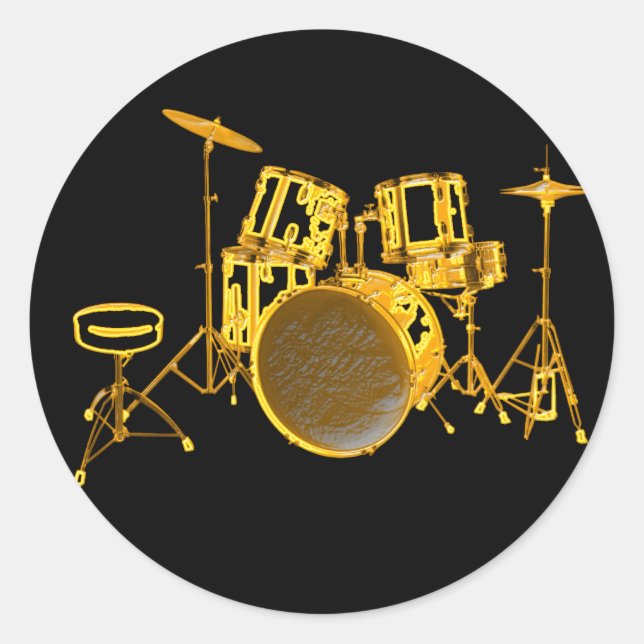Adesivo Redondo Drumkit - amarelo (Frente)