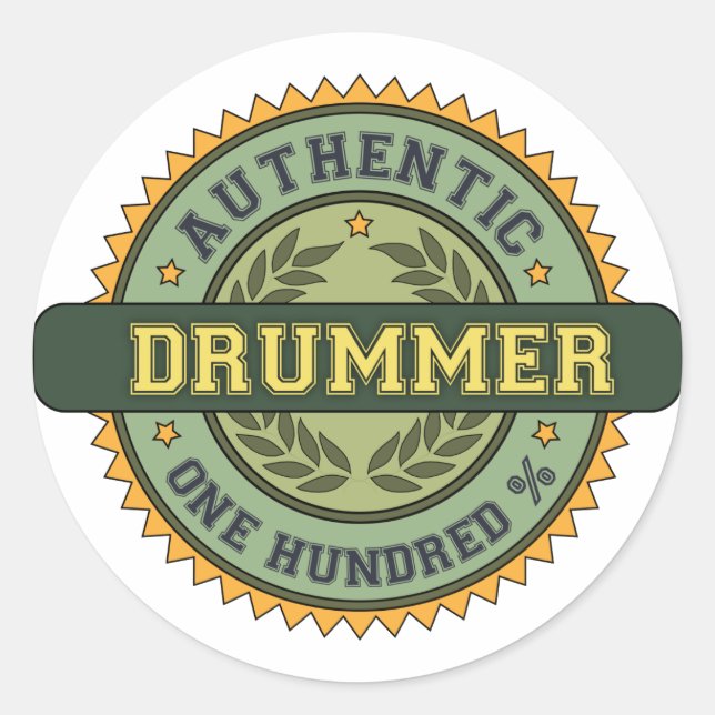 Adesivo Redondo Drummer Autêntico (Frente)