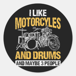 Adesivo Redondo Drummer Drummer Eu Gosto De Motociclos E Tambores