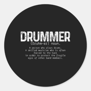 Adesivo Redondo Drummer Drumming Drumming de Definição de Drummer