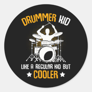 Adesivo Redondo Drummer Kid Drumming Percussionista Drumpers Kids
