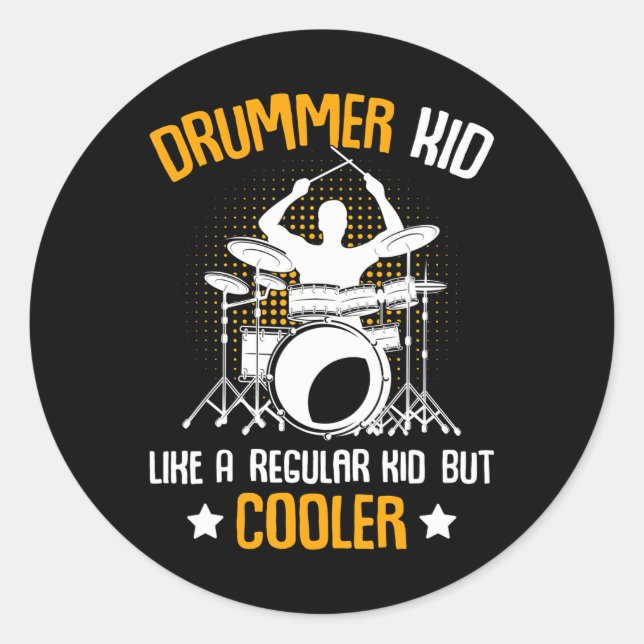 Adesivo Redondo Drummer Kid Drumming Percussionista Drumpers Kids (Frente)