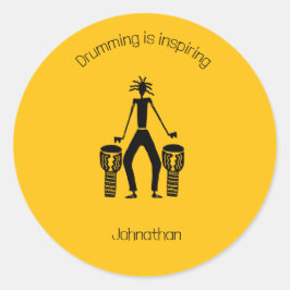 Adesivo Redondo Drummer Silhuette Magical Inspiracional