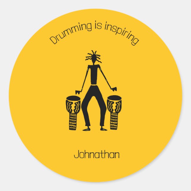 Adesivo Redondo Drummer Silhuette Magical Inspiracional (Frente)
