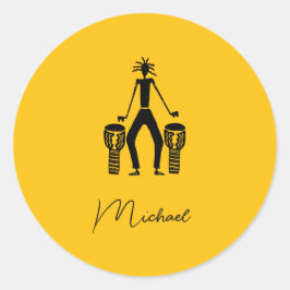 Adesivo Redondo Drummer Silhuette Magical Personalizado