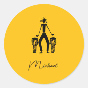 Adesivo Redondo Drummer Silhuette Magical Personalizado
