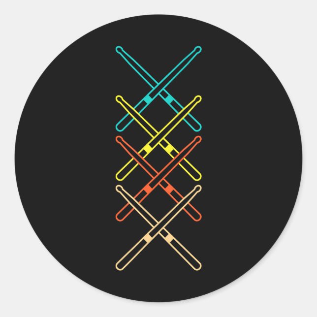 Adesivo Redondo Drumsticks Drummer - Tambores de Instrumentos Musi (Frente)