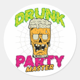 Adesivo Redondo Drunk Zombie Sticker