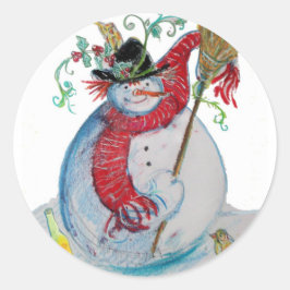 ADESIVO REDONDO DRUNKEN SNOWMAN