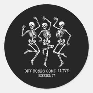 Adesivo Redondo Dry Bone Vem Vivo Esqueleto Engraçado Dançando Hal