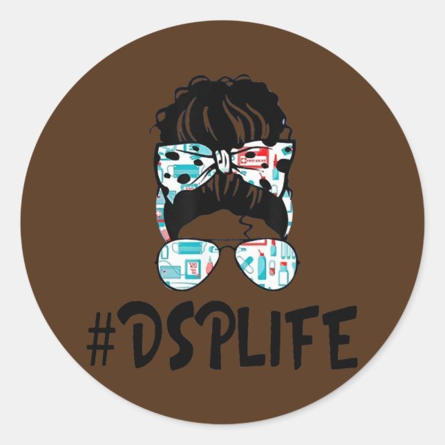 Adesivo Redondo DSP Life Essential Stethoscope Messy Bun Girl (Frente)