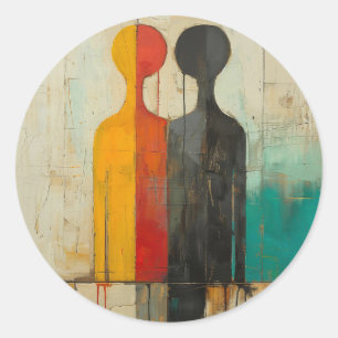 Adesivo Redondo Dualidade – Figuras Abstratas de Luz e Sombra