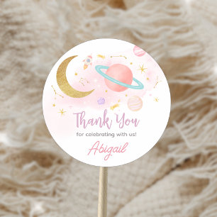 Adesivo Redondo Duas da Lua e Festa de aniversário das Estrelas
