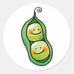 Adesivo Redondo Duas ervilhas em uma cápsula, gêmeos em chá de fra