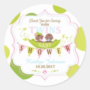 Adesivo Redondo Duas ervilhas em uma garota gêmea africana do Pod