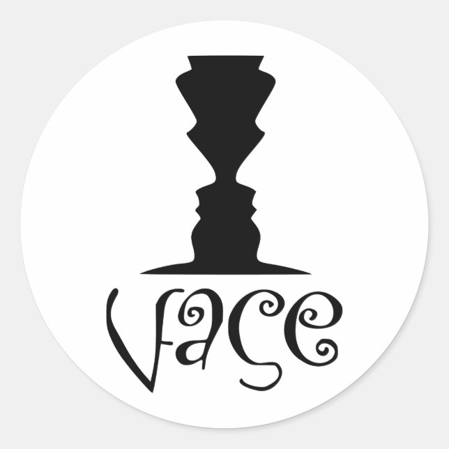 Adesivo Redondo Duas faces ou ilusão óptica vase (Frente)