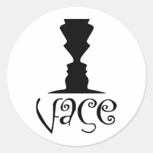 Adesivo Redondo Duas faces ou ilusão óptica vase