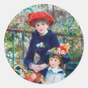 Adesivo Redondo Duas Irmãs (No Terrace) Pierre Auguste Renoir