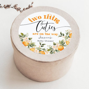 Adesivo Redondo Duas laranjas de chá de bebê de dois doces