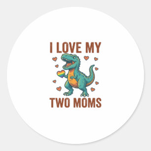 Adesivo Redondo Duas Mães Orgulho Camisa Vector T Design de Dinoss
