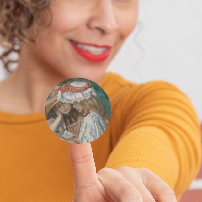 Adesivo Redondo Duas Meninas Lendo, Auguste Renoir Art (Criador carregado)
