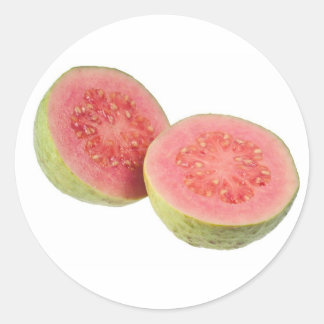 Adesivo Redondo Duas metades de goiaba rosa