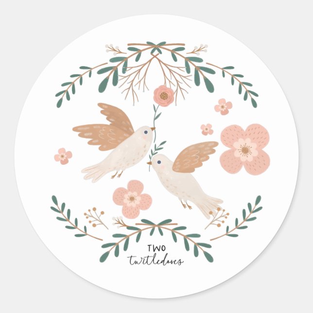 Adesivo Redondo Duas Tartarugas voam 12 dias de gente bonitinha de (Frente)