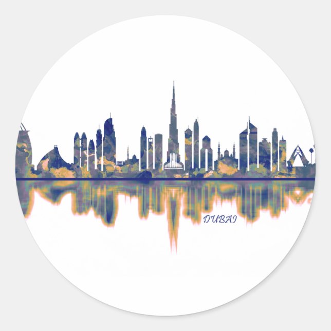 Adesivo Redondo Dubai Skyline (Frente)
