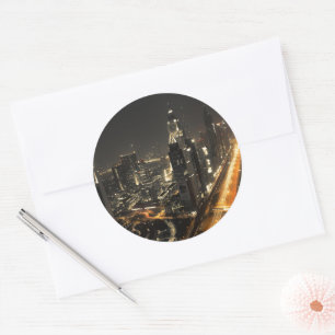 Adesivo Redondo Dubai Skyline à Noite