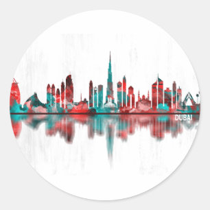 Adesivo Redondo Dubai UAE Skyline