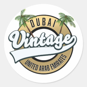 Adesivo Redondo Dubai Vintage Emirados Árabes Unidos 
