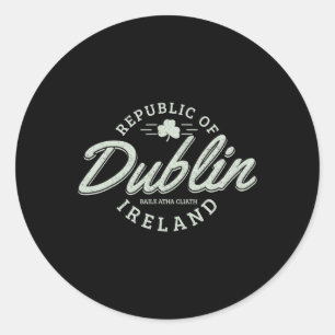 Adesivo Redondo Dublin Ireland Clover Leaf Irish Ruas. Dia dos Pat