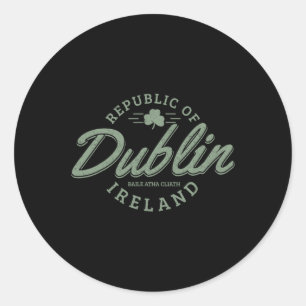Adesivo Redondo Dublin Ireland Clover Leaf Irish Ruas. Dia dos Pat