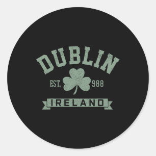 Adesivo Redondo Dublin Ireland Clover Leaf Irish Ruas. Dia dos Pat