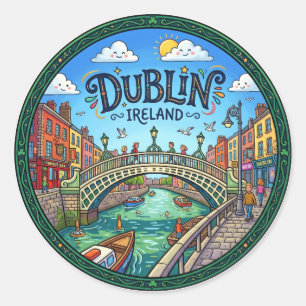 Adesivo Redondo Dublin Irlanda
