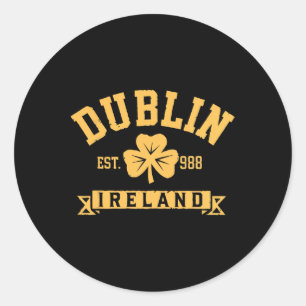 Adesivo Redondo Dublin Irlanda Folha de Trevo Est 988 St Pat