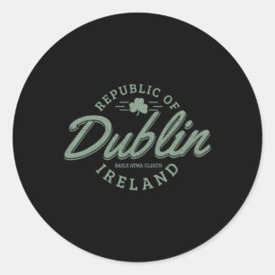 Adesivo Redondo Dublin Irlanda Folha de Trevo Irlandês Dia de São