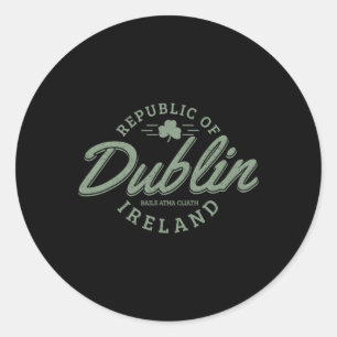 Adesivo Redondo Dublin Irlanda Folha de Trevo Irlandesa Dia de São