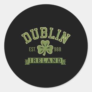 Adesivo Redondo Dublin Irlanda Folha de Trevo Shamrock Celta Est 9